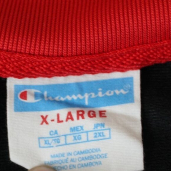 Champion Men’s Track Jacket Black Red Full Zip Tape Sleeves Size XL - SEE PHOTOS - Picture 5 of 6